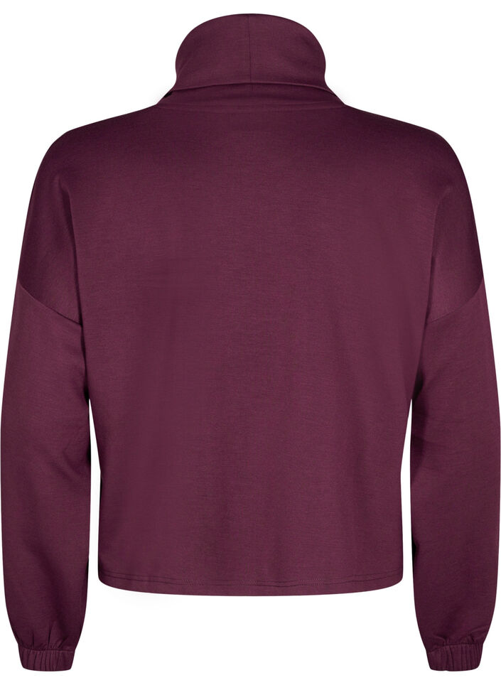 Bluse med turtleneck i modalmix, Mørk Bordeaux, Packshot image number 1