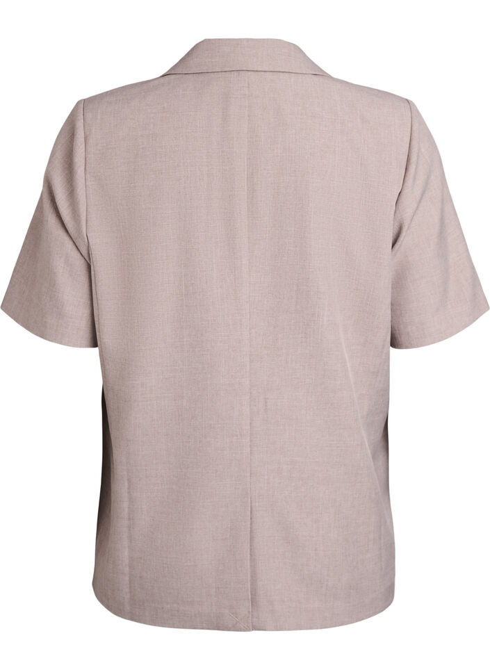 Blazer med korte &aelig;rmer og reverskrave, Brun, Packshot image number 1