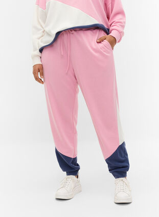 Sweatpants med color-block, C. Pink C. Blocking, Model image number 3