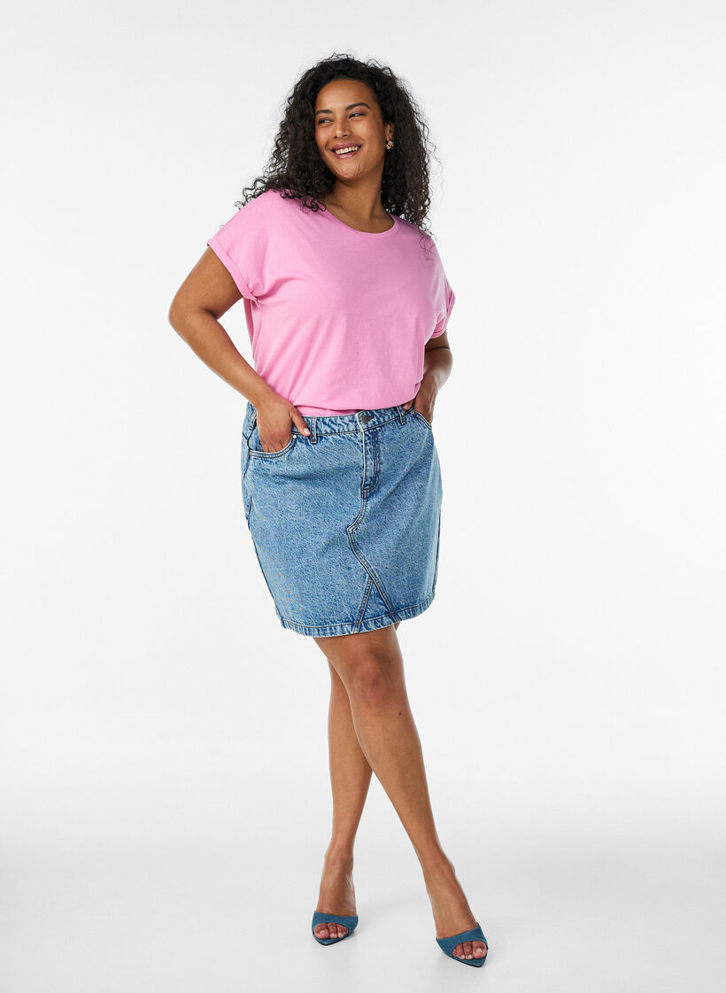 Kort&aelig;rmet t-shirt i bomuldsblanding, Lyser&oslash;d, Model image number 1