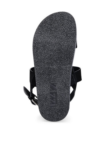 Wide fit sandal i ruskind, Black, Packshot image number 3