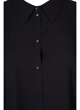 Ensfarvet skjortekjole i viskose med slids, Black, Packshot image number 2