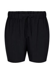Shorts med lommer og elastik i taljen, Sort