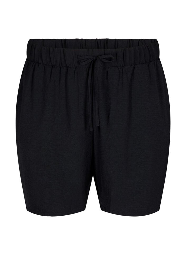 Shorts med lommer og elastik i taljen, Sort, Packshot image number 0