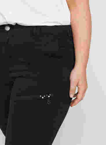 Tætsiddende Nille capri jeans, Black, Model image number 2