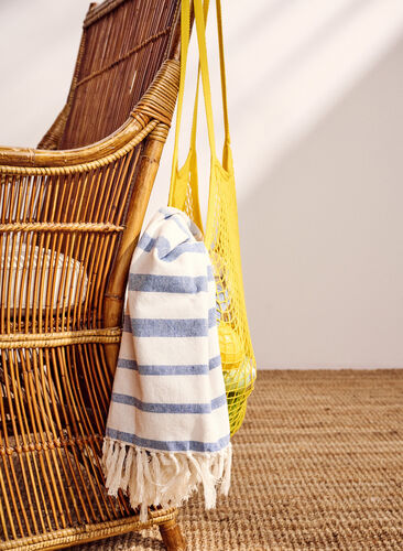 Stribet hammam håndklæde med frynser, Regatta Comb, Image image number 0