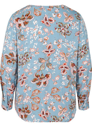 Blomstret bluse i viskose, Light Blue Paisley, Packshot image number 1