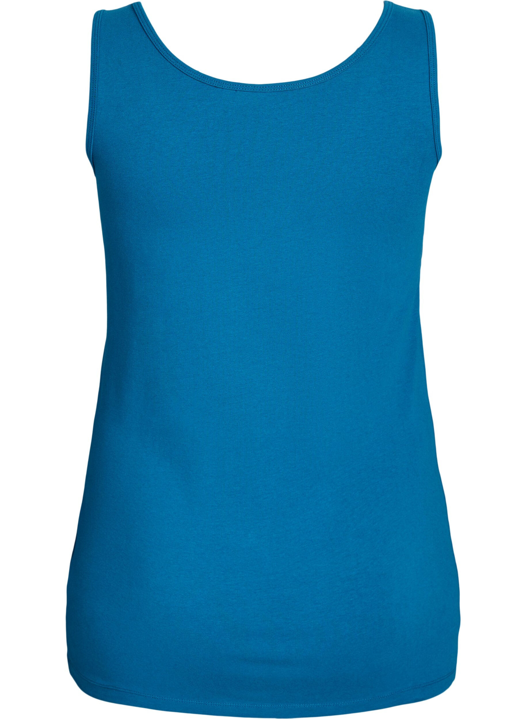 ZizziEnsfarvet basis top i bomuld, Bl&aring;, Packshot image number 1