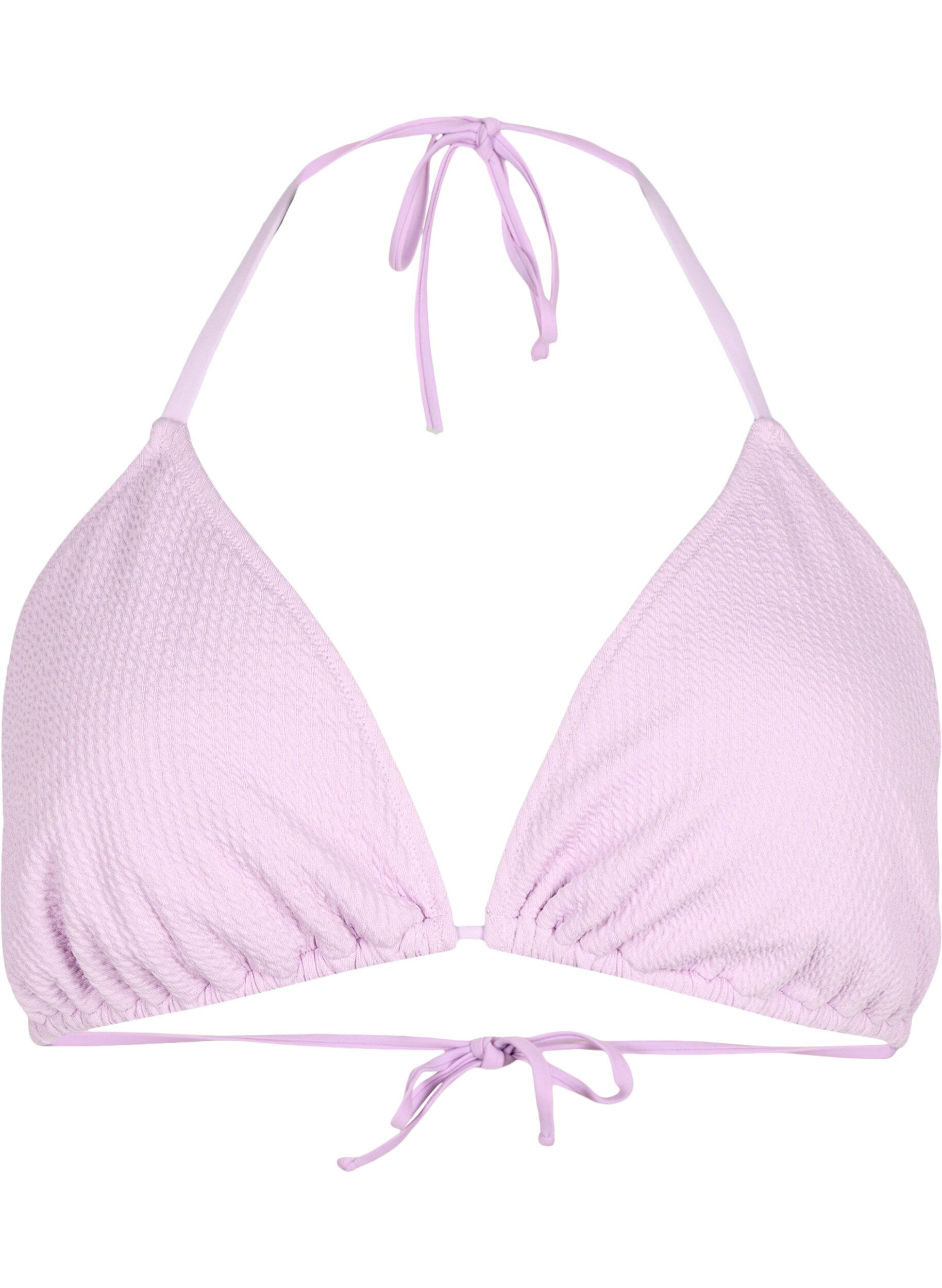 Zizzi Trekants bikini bh med crepe struktur, Lilla, Packshot image number 0