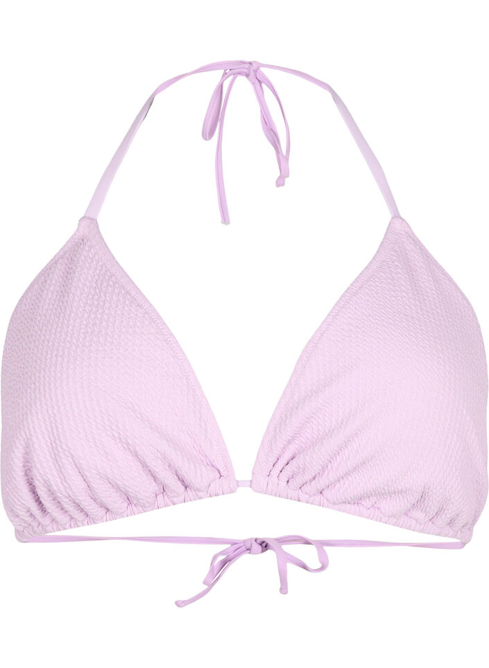 Trekants bikini bh med crepe struktur, Lilla, Packshot image number 0