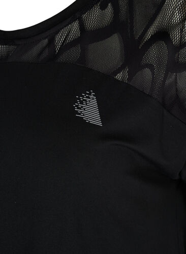 Kortærmet trænings t-shirt med mønstret mesh, Black, Packshot image number 2