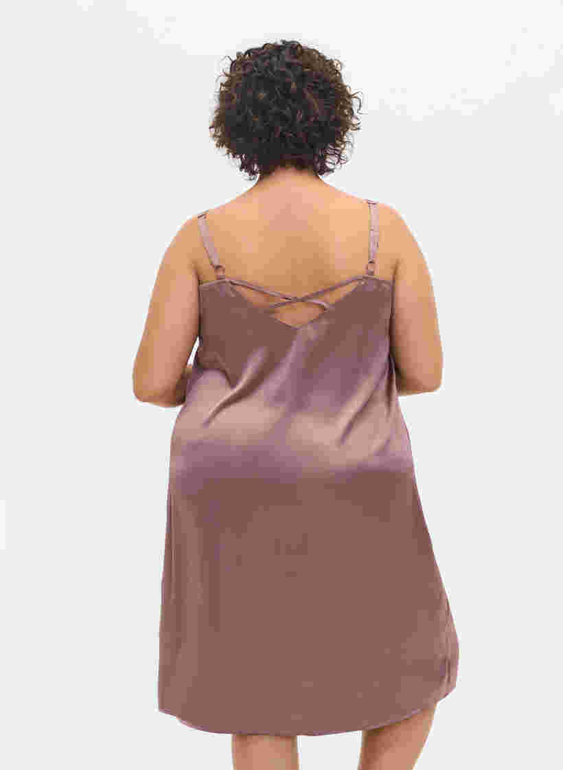 Ærmeløs natkjole med blonder og rygdetalje, Sparrow, Model image number 1