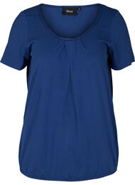 Kortærmet t-shirt med rund hals og blondekant, Twilight Blue