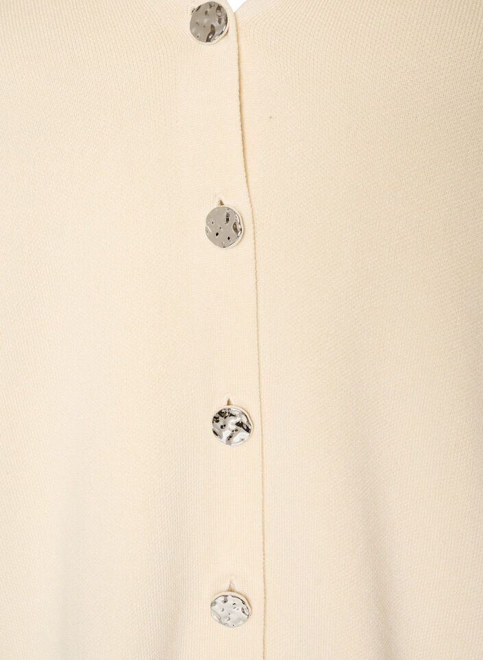 Finstrikket cardigan med dekorative knapper, Vanilla, Packshot image number 2