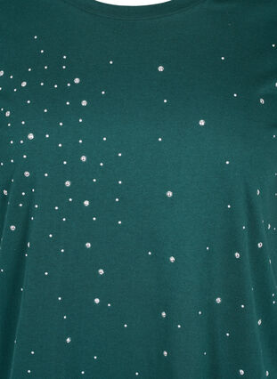 Økologisk bomulds t-shirt med nitter, Dark Green, Packshot image number 2
