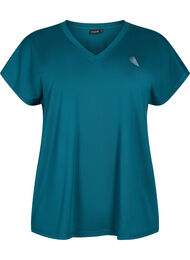 L&oslash;s tr&aelig;nings t-shirt med v-hals, Deep Teal