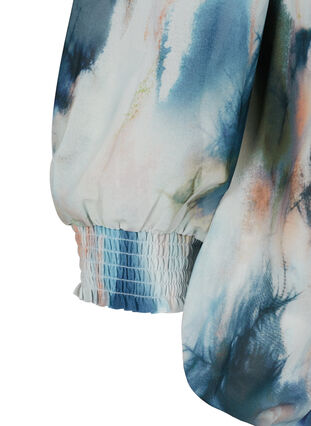 Printet bluse med smock, Watercolor AOP, Packshot image number 2