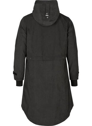 Vandtæt jakke med hætte og justerbar talje, Black, Packshot image number 1