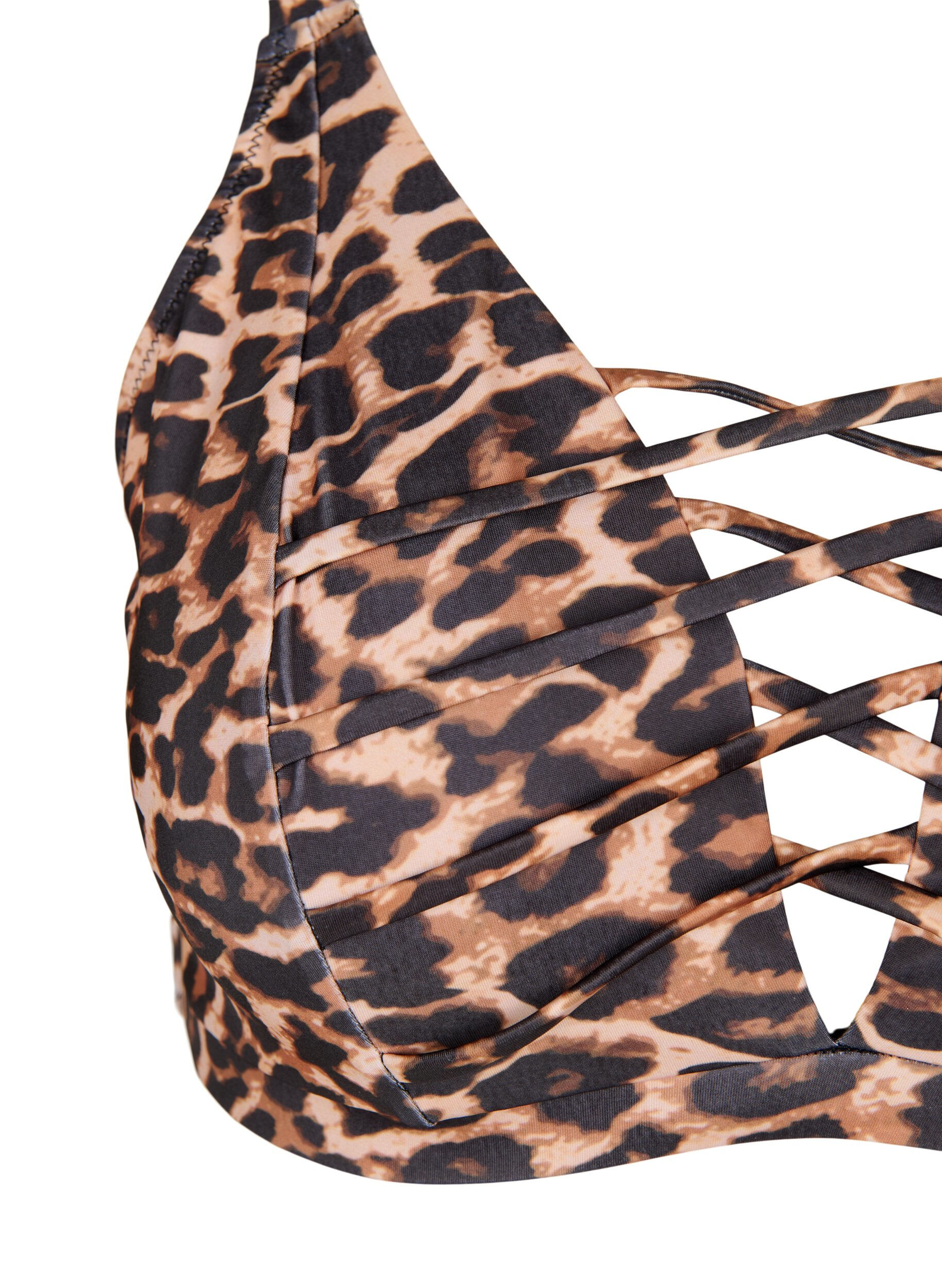 Zizzi Leoprintet bikini bh med stringdetalje, Autentic Leopard, Packshot image number 2