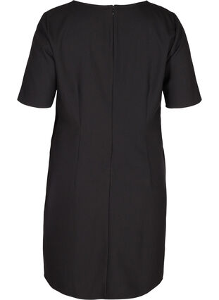 Ensfarvet etui kjole med v-udskæring, Black, Packshot image number 1