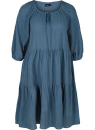 Bomulds kjole med 3/4 ærmer og bindedetalje, Bering Sea