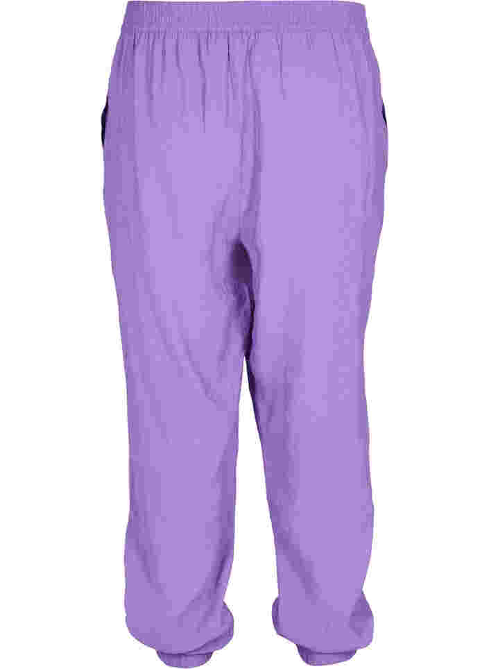 Løse bukser i viskosemix med elastikkant, Royal Lilac, Packshot image number 1