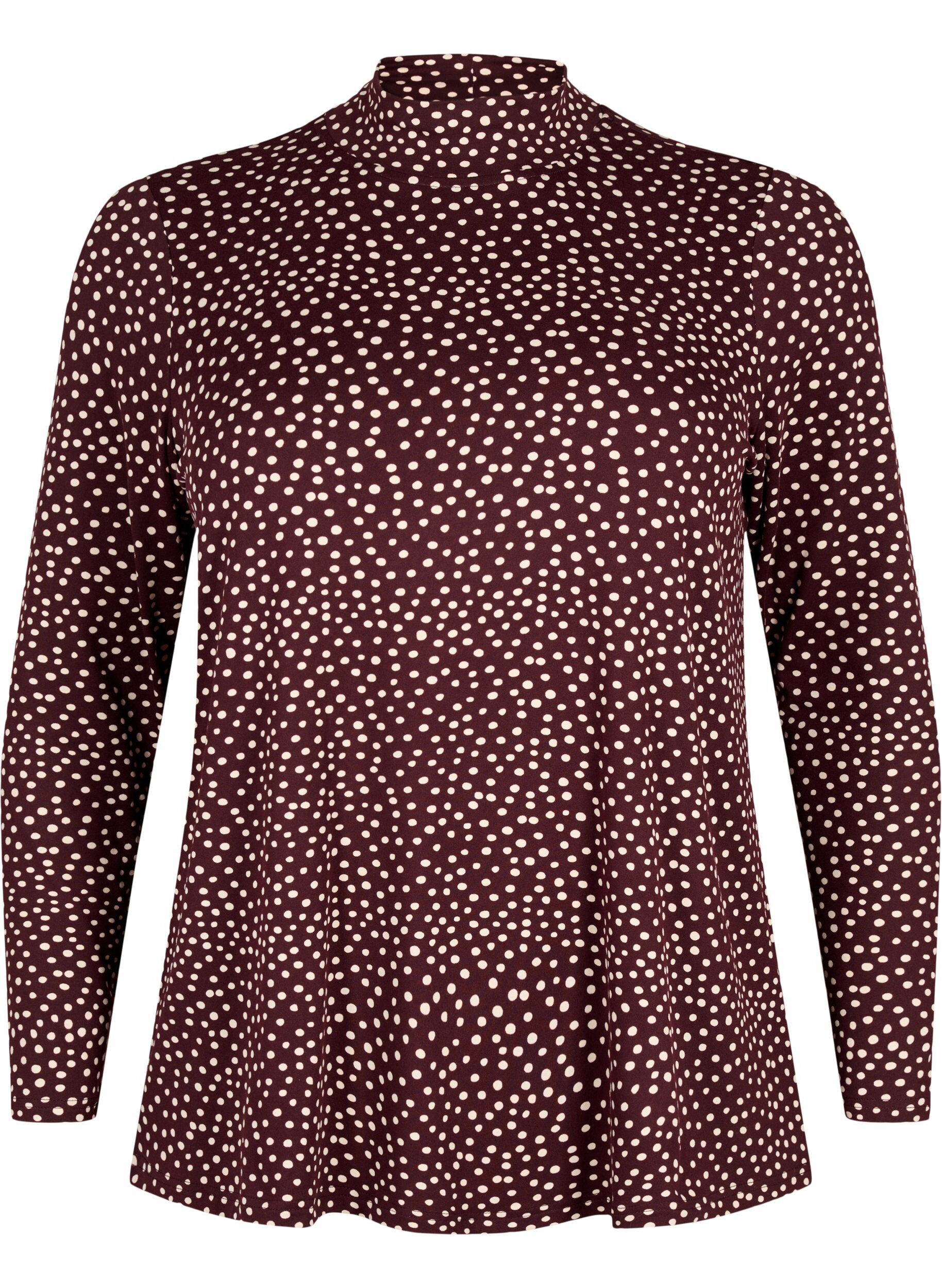 Zizzi FLASH - Lang&aelig;rmet bluse med turtleneck, M&oslash;rk Bordeaux, Packshot image number 0