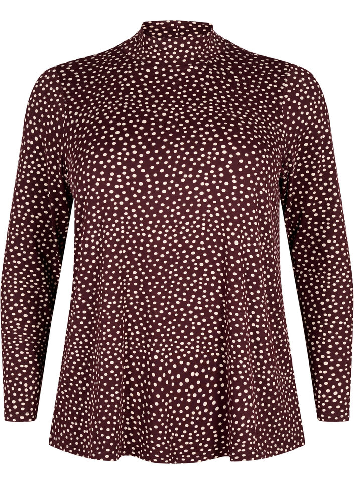FLASH - Langærmet bluse med turtleneck, Mørk Bordeaux, Packshot image number 0