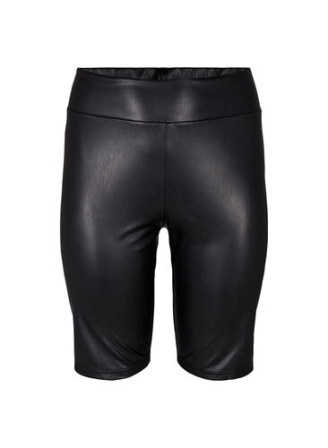 Shiny tætsiddende shorts med høj talje, Black, Packshot image number 0