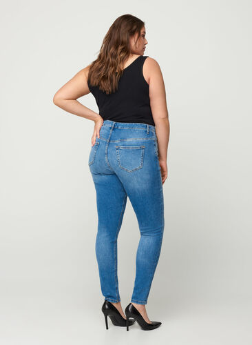 Ekstra slim Nille jeans med høj talje, Light blue denim, Model image number 1
