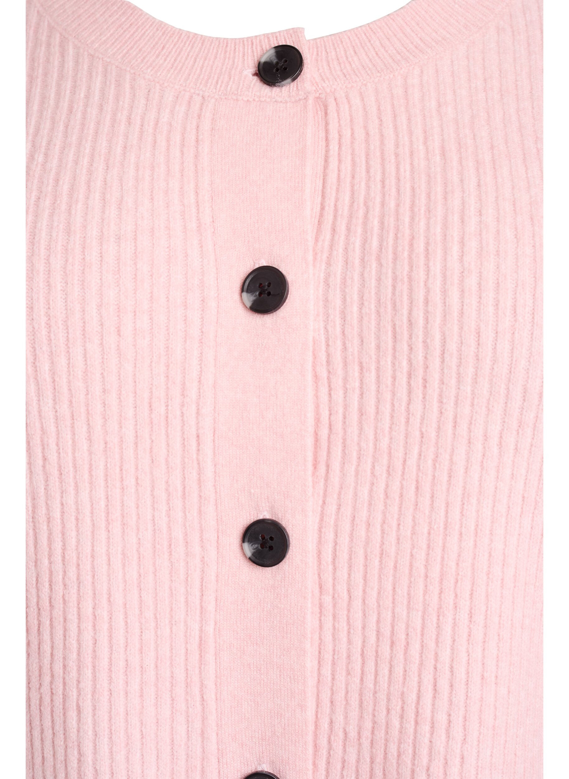 ZizziRibstrikket cardigan med knapper, Lyser&oslash;d, Packshot image number 2