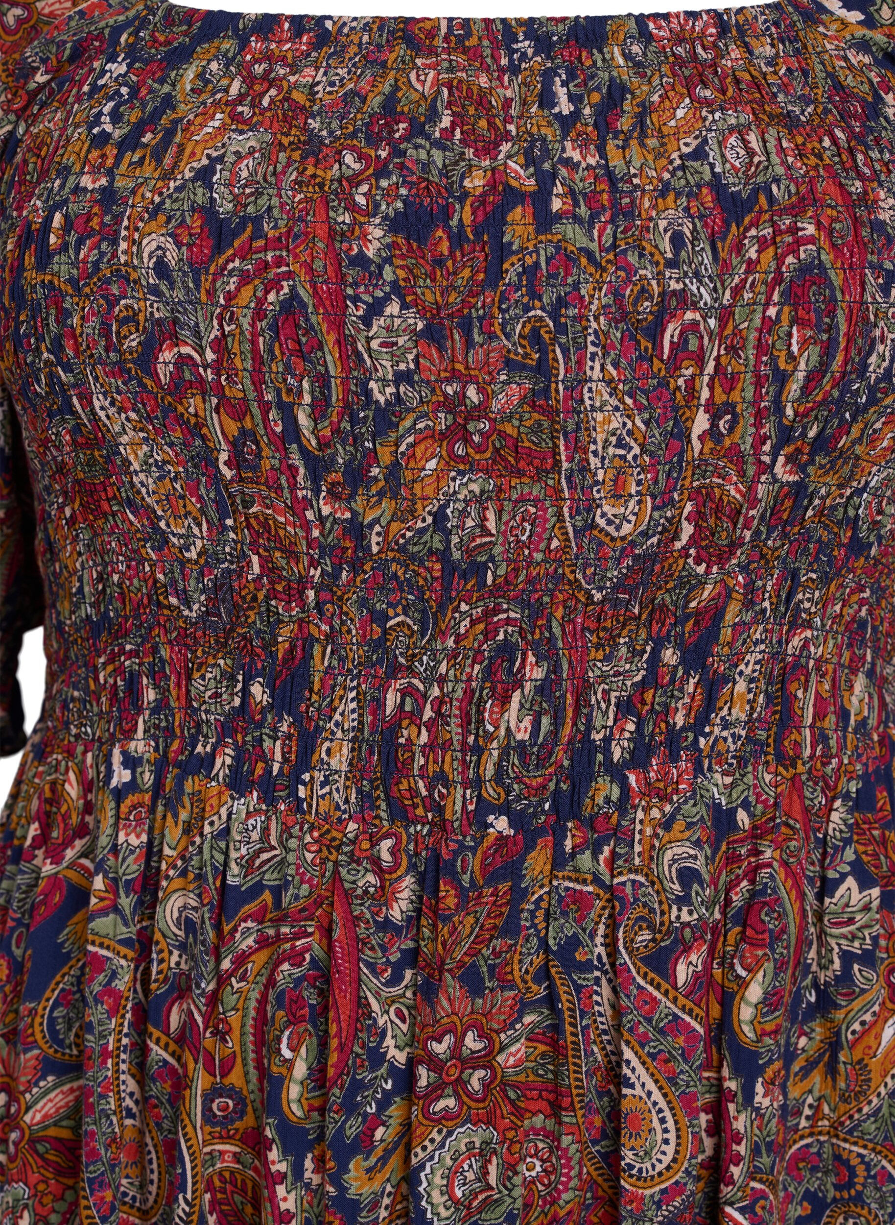 ZizziSommerkjole i viskose med paisleyprint, Bl&aring;, Packshot image number 2