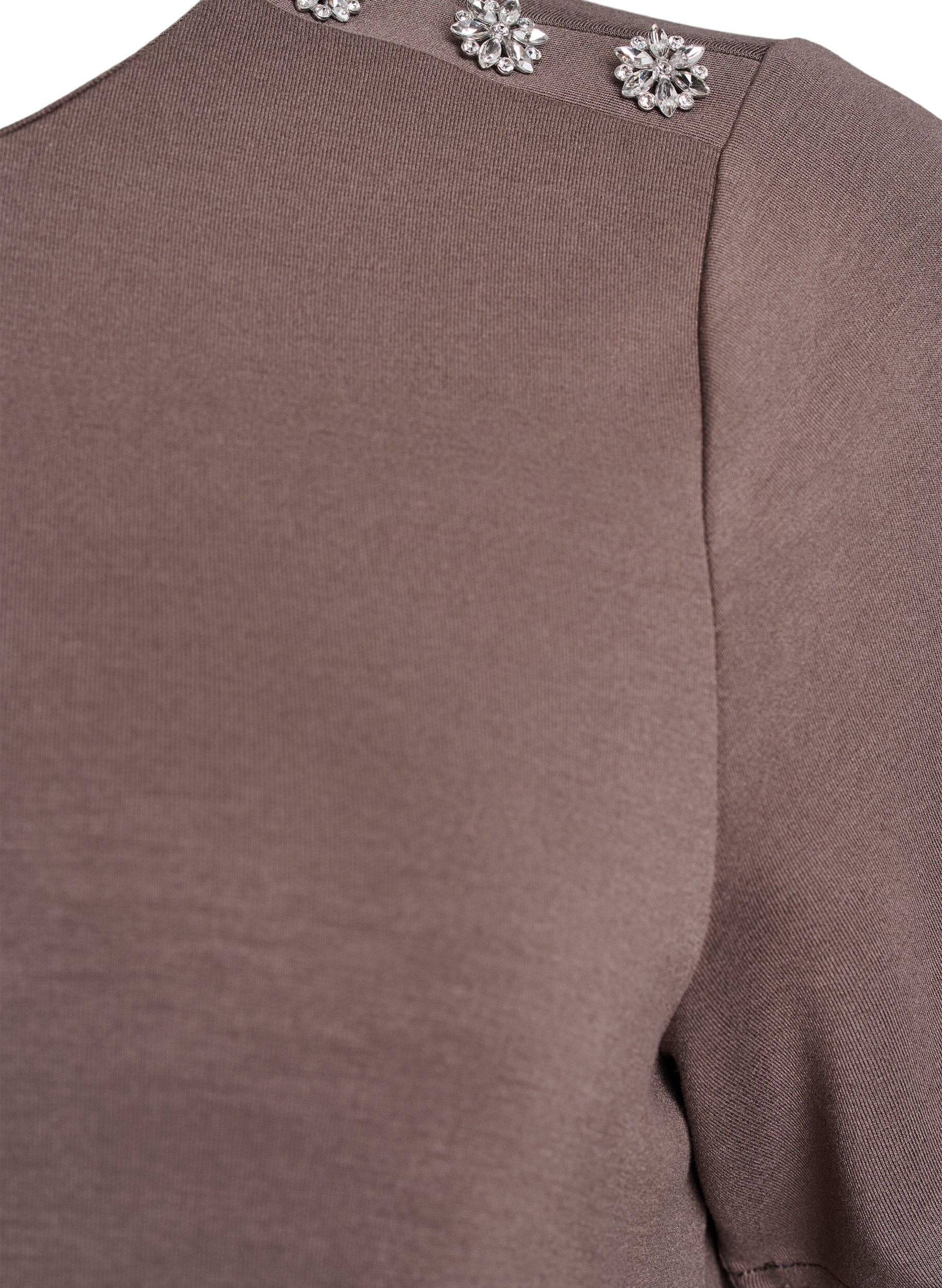 Zizzi Kort&aelig;rmet bluse med knapdetalje, Brun, Packshot image number 2