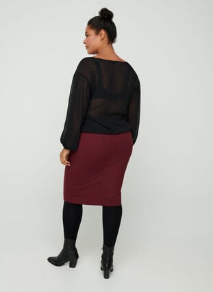 Langærmet mesh bluse med smock, Black, Model image number 1