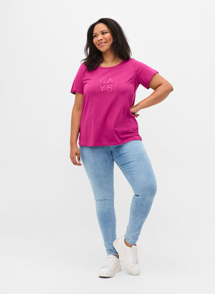 Kortærmet bomulds t-shirt med tryk , Festival Fuchsia WAY, Model image number 2