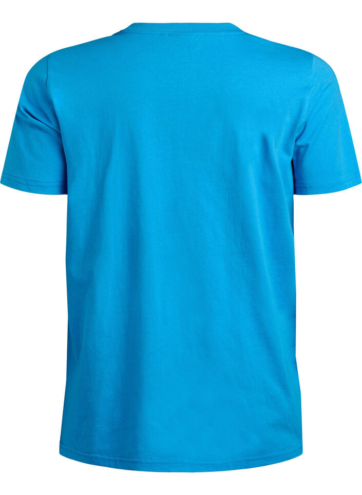 Basis t-shirt i bomuld med rund hals , Bl&aring;, Packshot image number 1