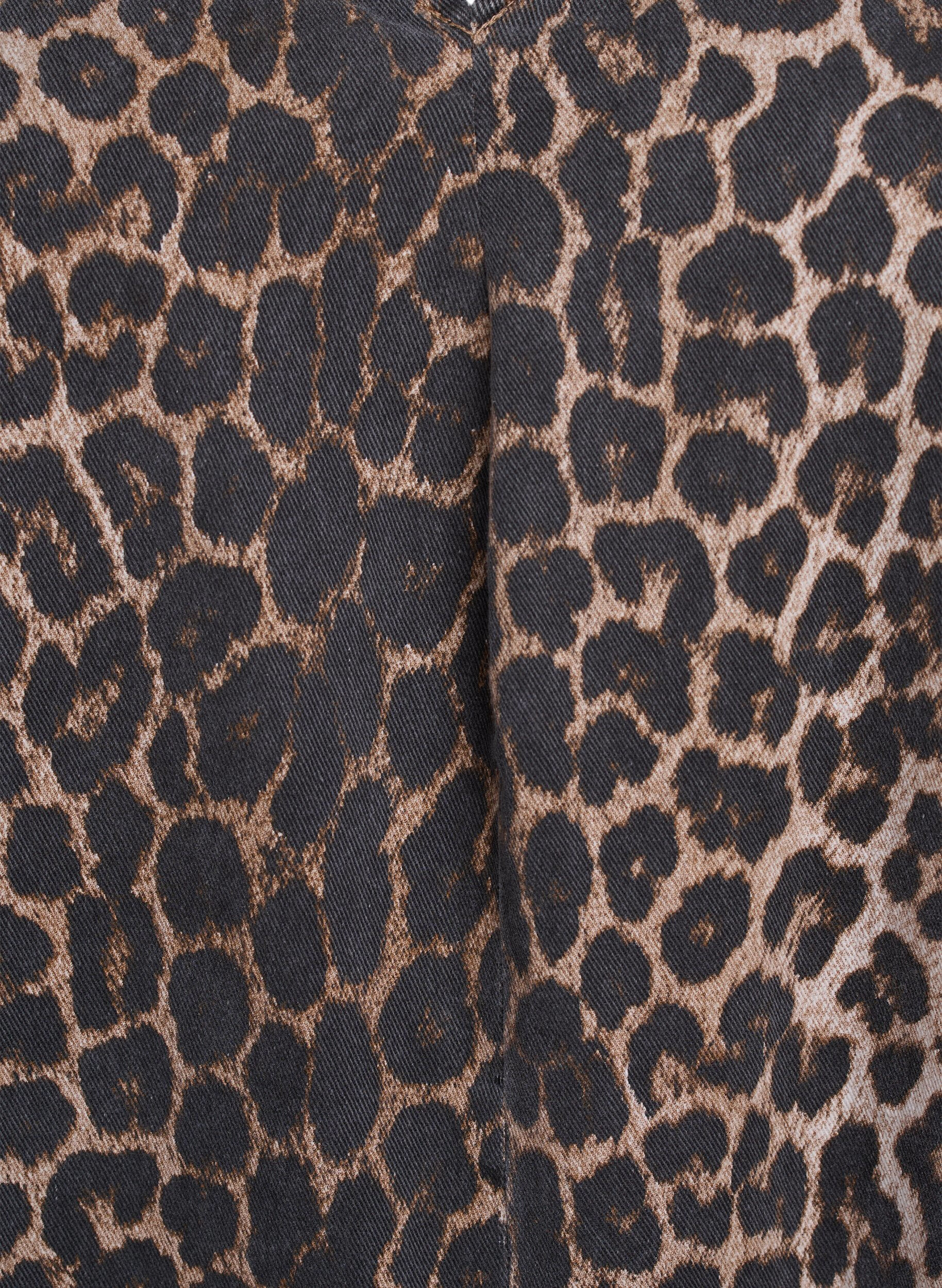 Zizzi Spencerkjole med lommer og leopardprint, Brun, Packshot image number 2