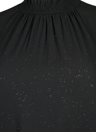 FLASH - Langærmet bluse med smock og glitter, Black w. Silver, Packshot image number 2