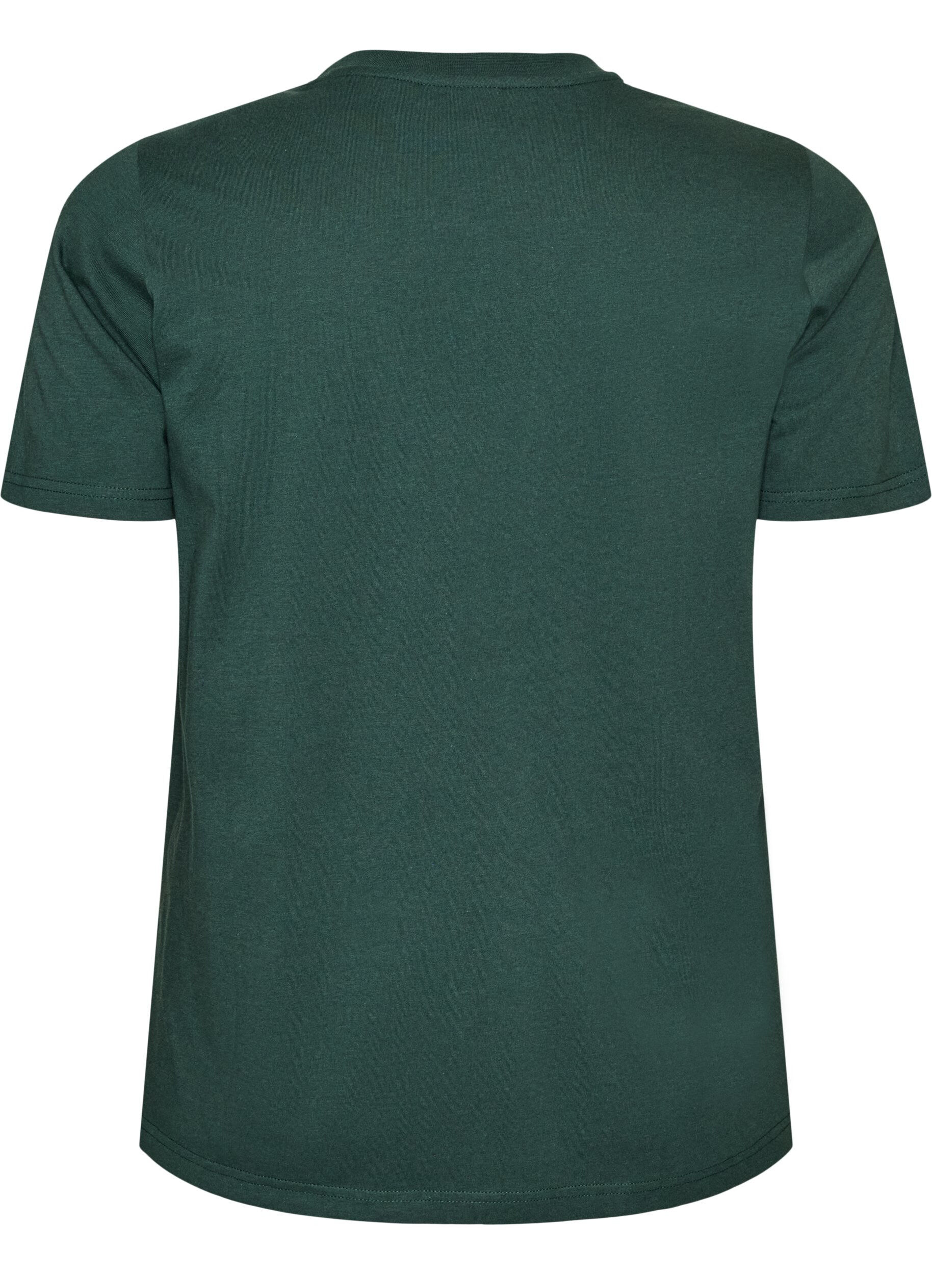 ZizziT-shirt i &oslash;kologisk bomuld med print, Gr&oslash;n, Packshot image number 1