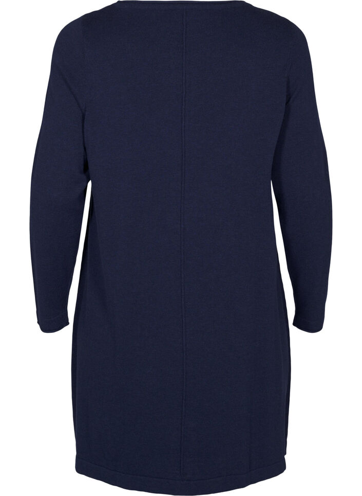 Strikkjole i bomulds-viskosemix, Blå, Packshot image number 1