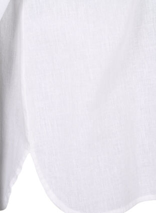 Skjortebluse med knaplukning i bomuldsmix med hør, Bright White, Packshot image number 3