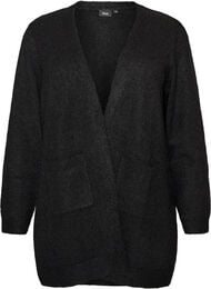 Lang cardigan med lommer, Sort