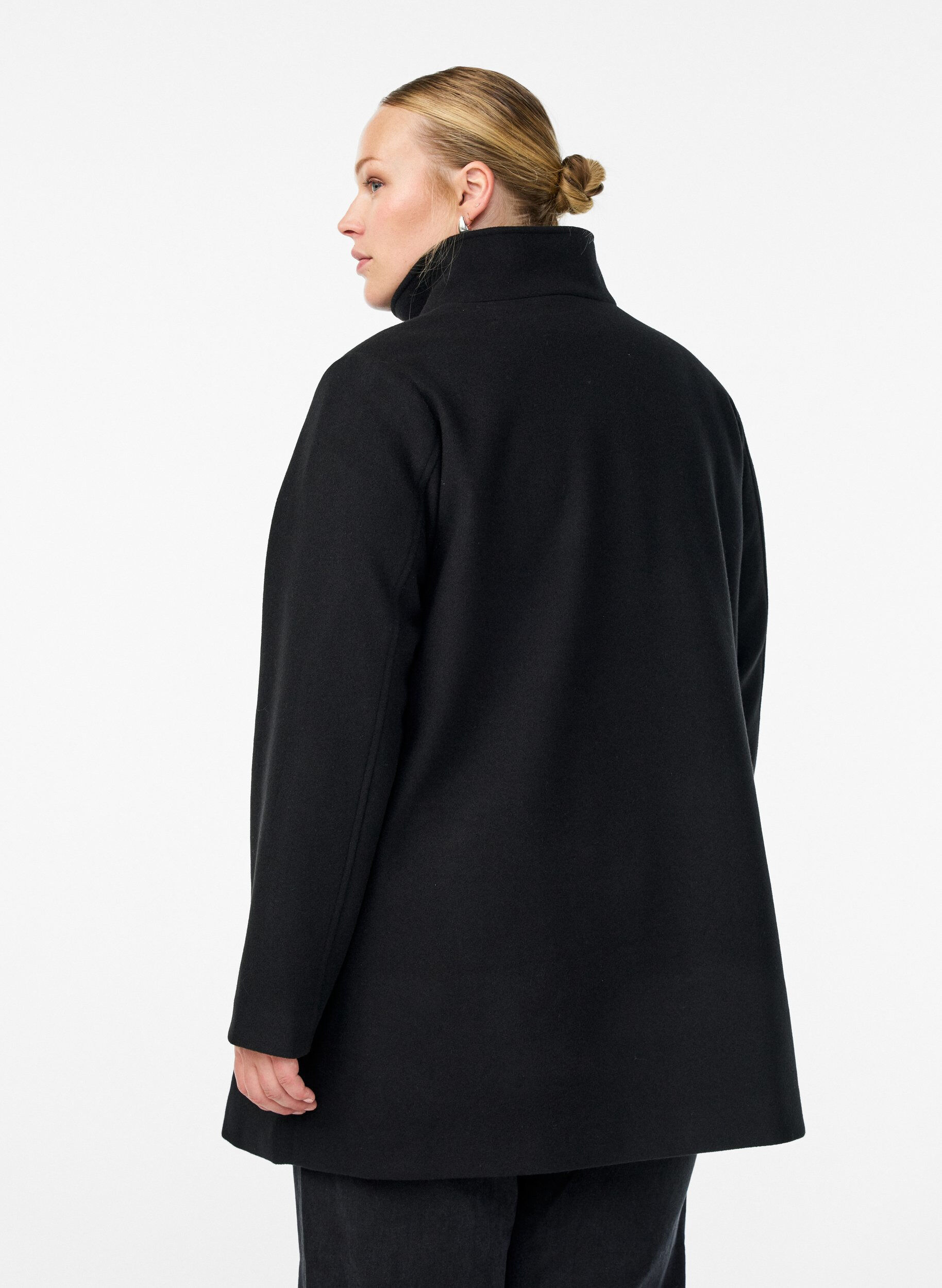 ZizziKort frakke med A-facon, Sort, Model image number 2