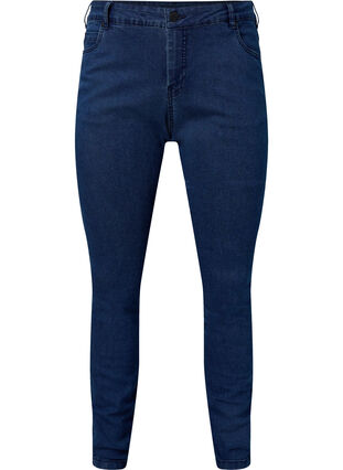 Ekstra slim Sanna jeans med regulær talje, Dark blue, Packshot image number 0