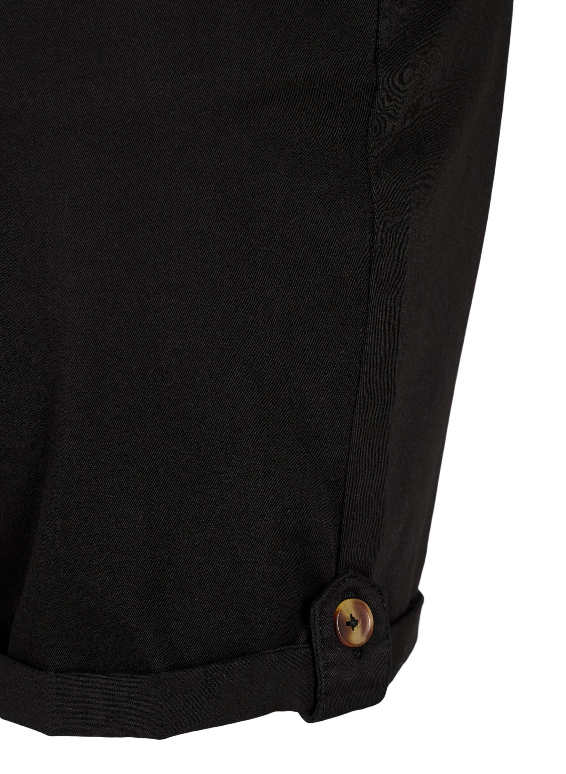 Zizzi Chino shorts med lommer, Black, Packshot image number 3