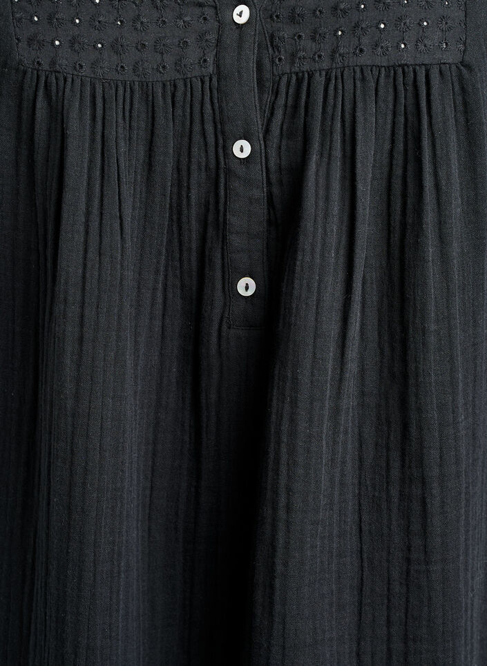 Tunika i bomuldsmusselin med broderi anglaise, Sort, Packshot image number 2