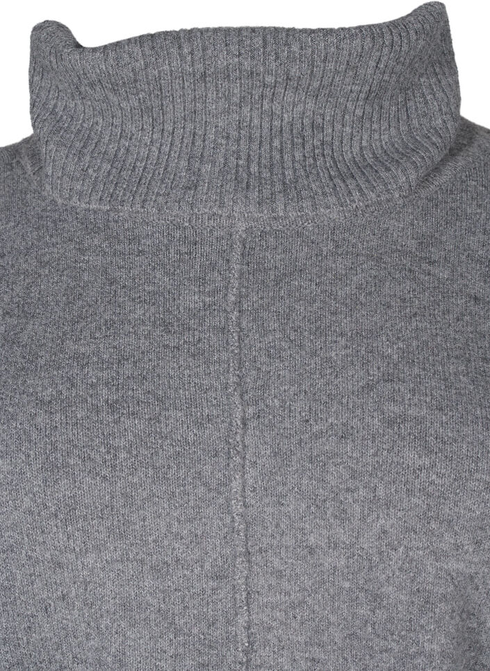 Poncho med høj hals, Medium Grey Melange, Packshot image number 2