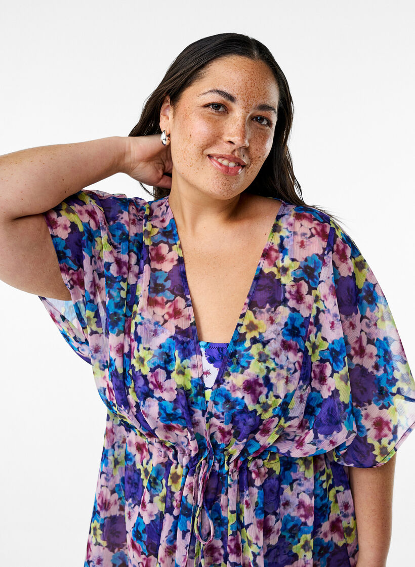 Strand kimono med print, Blå, Model image number 2