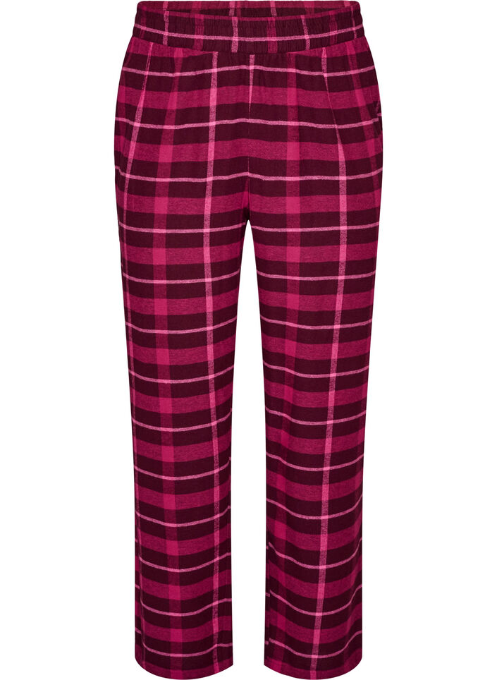 Pyjamasbukser i bomuld med tern, R&oslash;d, Packshot image number 0