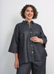 Denimskjorte med glimmertr&aring;d og 3/4-&aelig;rmer, Gr&aring;, Model image number 0